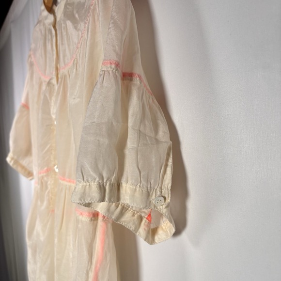 J Crew Silk Blend Top Womens 2 Cottage Sheer Prairie Flowy Romantic Spring Flowy - Picture 3 of 7